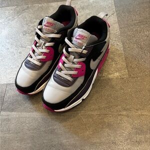 Nike Air Max 90 EasyOn Sneakers - Black, Pink, and Gray, size 3Y